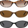 NULOOQ Retro Oval Cat Eye Sunglasses for Women, Y2K Trendy Small Narrow 90s Designer Sunglasses