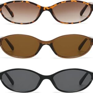 NULOOQ Retro Oval Cat Eye Sunglasses for Women, Y2K Trendy Small Narrow 90s Designer Sunglasses