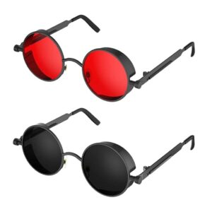 Retro Gothic Steampunk Sunglasses – Round lens with metal frame for women and men